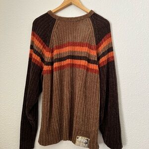 Riders by Lee Men's Crewneck Sweater with Brown and Orange Stripes